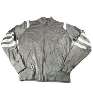 Nike Dri Fit Vintage Women's Large Full‎ Zip Track Suit Jacket Grey Embroidered